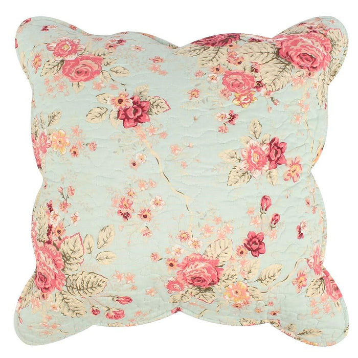 Greenland Home Antique Rose Floral Print Decorative High-Quality 2-Piece Pillow Set with Removable Covers - Each 18"x18" Blue