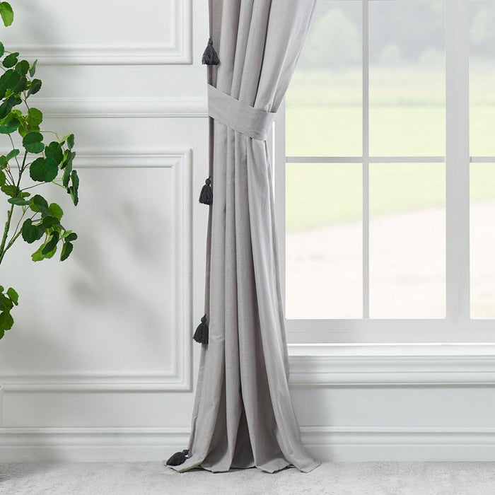 Greenland Home Fashion Monterrey 3" Rod Pocket Light Filtering Curtain Panel Pair Each Panel 42" x 84" Gray