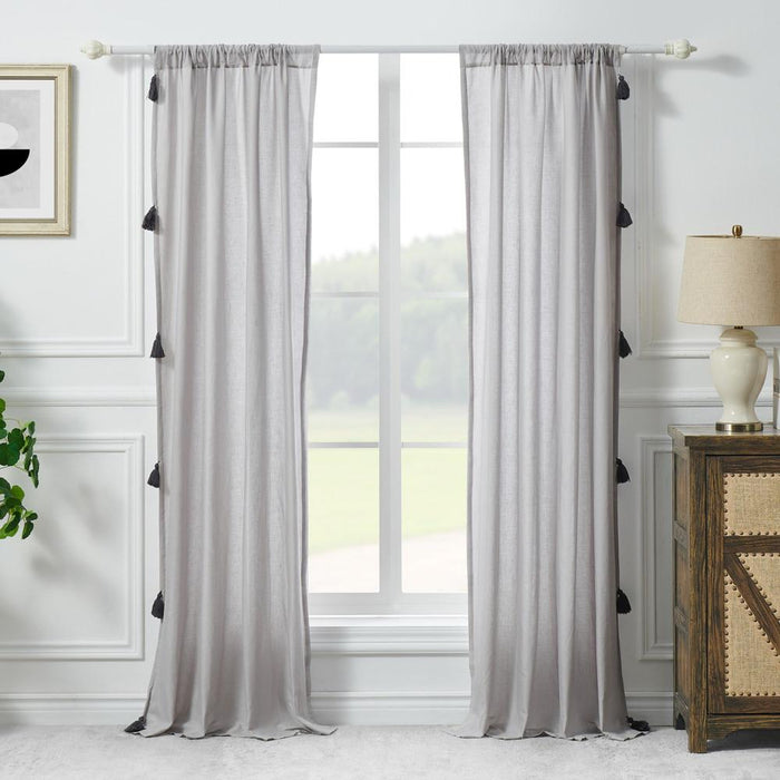 Greenland Home Fashion Monterrey 3" Rod Pocket Light Filtering Curtain Panel Pair Each Panel 42" x 84" Gray