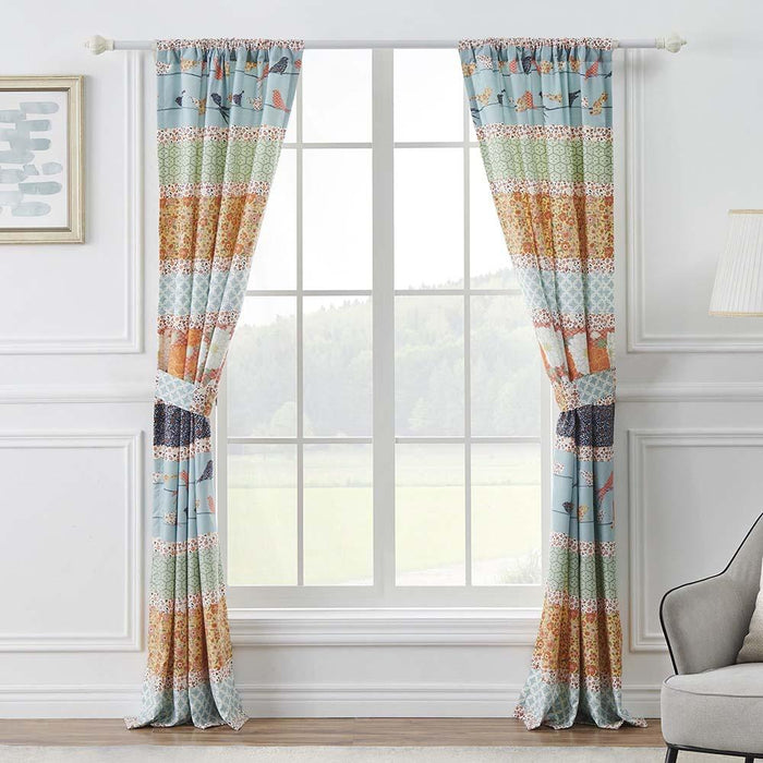 Barefoot Bungalow Carlie High Quality Light Filtering Window Panel Pair - Each 42"x84" Calico Stripe