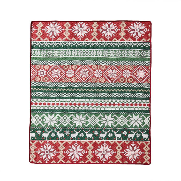 Greenland Home Fashion Fair Isle Ultra Soft High-Quality Throw Blanket Standard Red