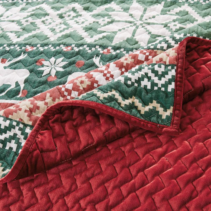 Greenland Home Fashion Fair Isle Ultra Soft High-Quality Throw Blanket Standard Red