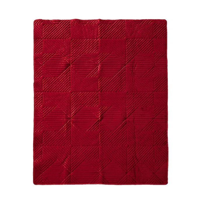 Greenland Home Fashion Riviera Velvet Ultra Soft High-Quality Throw Blanket Standard Red