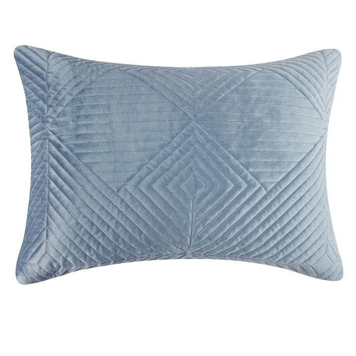 Greenland Home Fashions Riviera Dutch Velvet Luxurious Modern Ultimate Comfort Soft Plush Look Sham Spa Blue