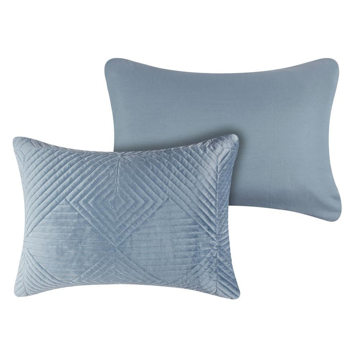 Greenland Home Fashions Riviera Dutch Velvet Luxurious Modern Ultimate Comfort Soft Plush Look Sham Spa Blue