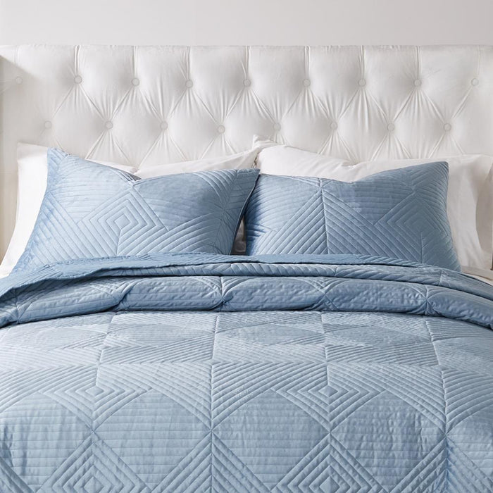 Greenland Home Fashions Riviera Dutch Velvet Luxurious Modern Ultimate Comfort Soft Plush Look Sham Spa Blue