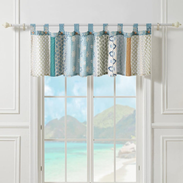 Greenland Home Fashions Thalia Stylized Florals and Geometric Prints Bohemian Ultimate Comfort Valance 84"x21" Blue