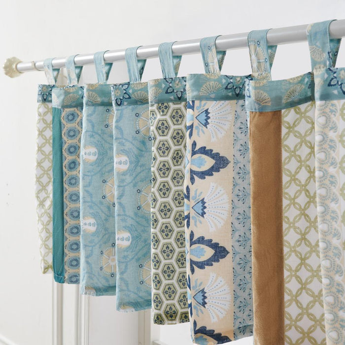Greenland Home Fashions Thalia Stylized Florals and Geometric Prints Bohemian Ultimate Comfort Valance 84"x21" Blue