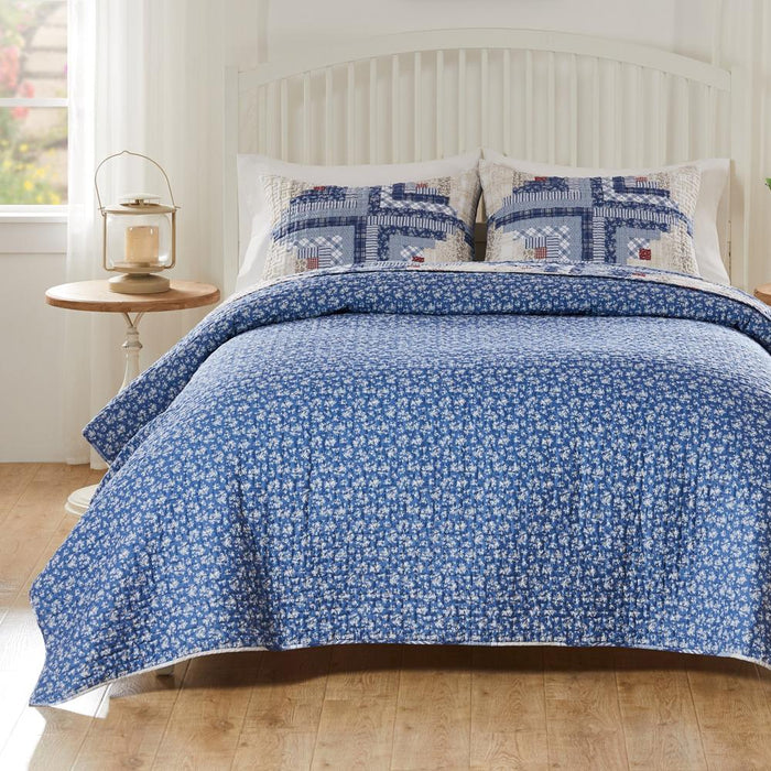 Greenland Home Fashions Reversible Rustic Log Cottage Cabin Motifs Cotton Face Microfiber Back Quilt Set 2-Piece Calico