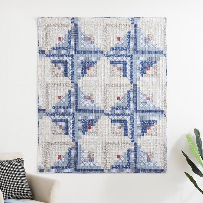 Greenland Home Fashions Reversible Rustic Log Cottage Cabin Design Microfiber Back Premium Cotton Face Throw 50" x 60" Calico