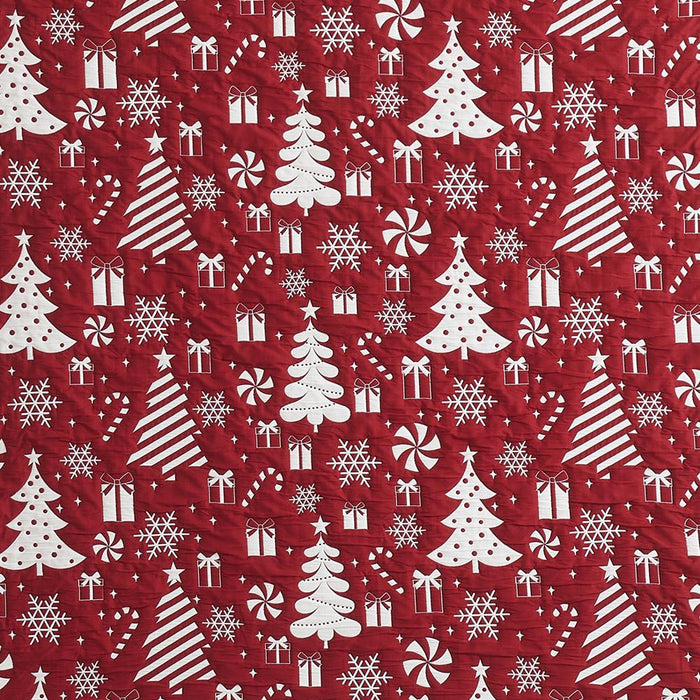 Greenland Home Fashions Festive Christmas Pattern Reversible Design Durable Polyester Throw 50" x 60" Red