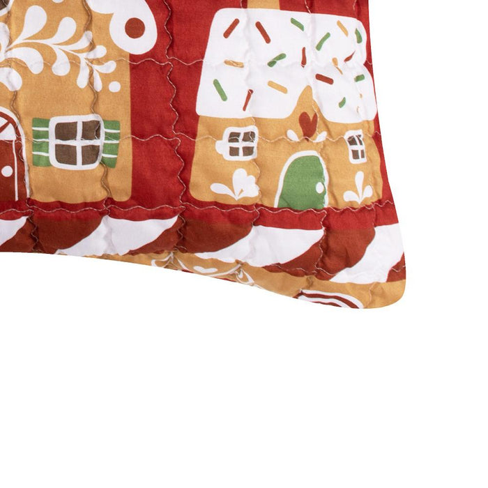 Greenland Home Fashions Gingerbread Lane Luxurious Super Soft Pillow Sham Red