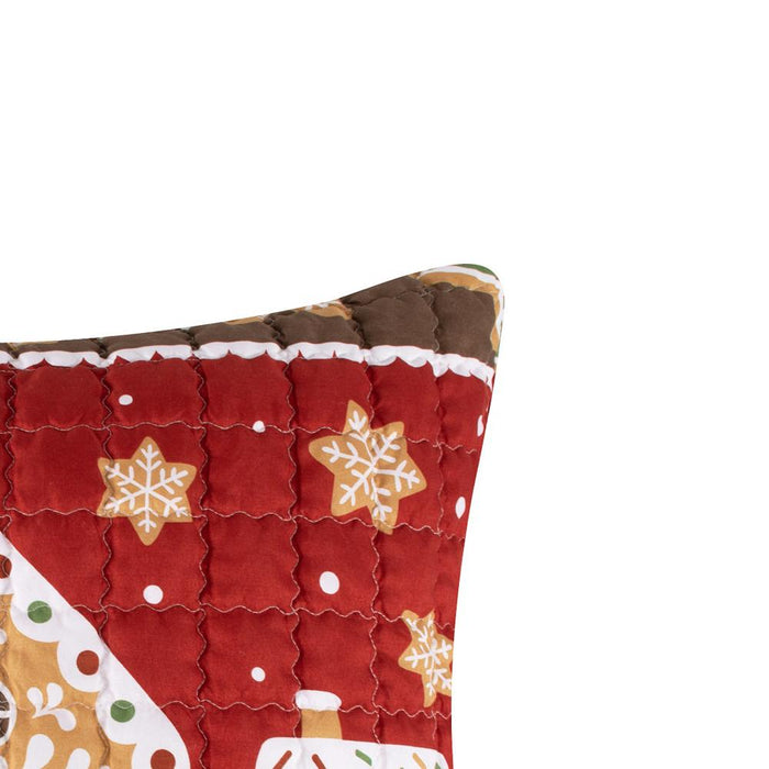 Greenland Home Fashions Gingerbread Lane Luxurious Super Soft Pillow Sham Red