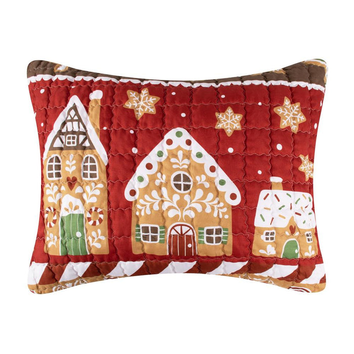 Greenland Home Fashions Gingerbread Lane Luxurious Super Soft Pillow Sham Red