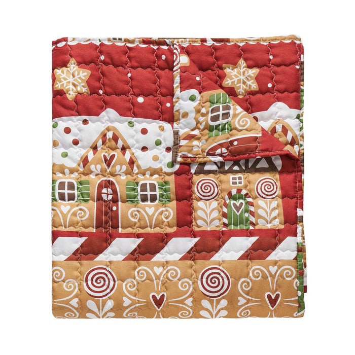 Greenland Home Fashions Gingerbread Lane Luxurious Super Soft Plush Throw Blanket 50" x 60" Red
