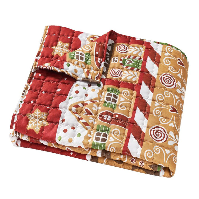 Greenland Home Fashions Gingerbread Lane Luxurious Super Soft Plush Throw Blanket 50" x 60" Red