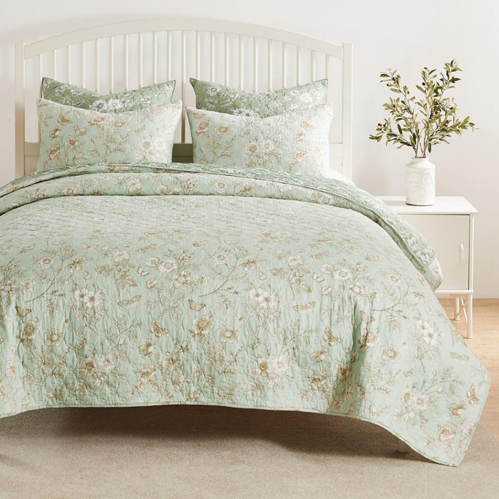 Greenland Home Fashions Olivia Luxurious Modern Design Quilt Set Mint