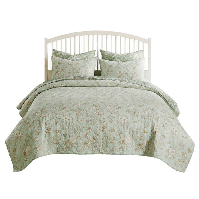 Greenland Home Fashions Olivia Luxurious Modern Design Quilt Set Mint
