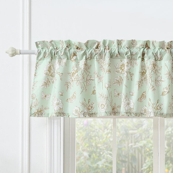 Greenland Home Fashions Olivia Light Filtering Semi Sheer 3" Rod Pocket Window Valance 84" x 16" Mint