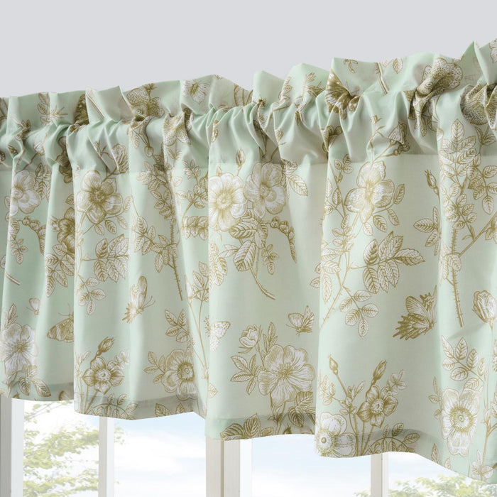 Greenland Home Fashions Olivia Light Filtering Semi Sheer 3" Rod Pocket Window Valance 84" x 16" Mint