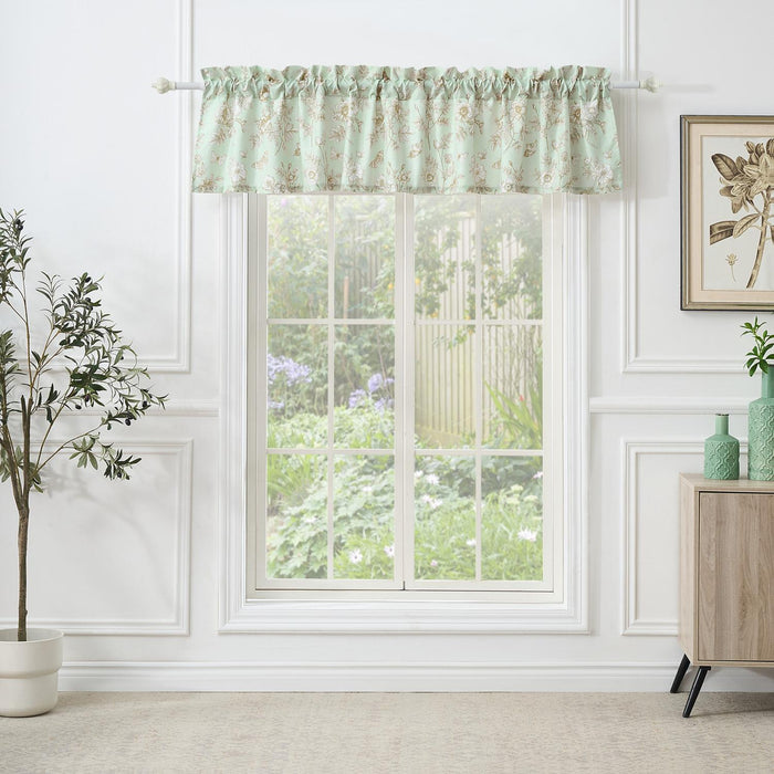 Greenland Home Fashions Olivia Light Filtering Semi Sheer 3" Rod Pocket Window Valance 84" x 16" Mint