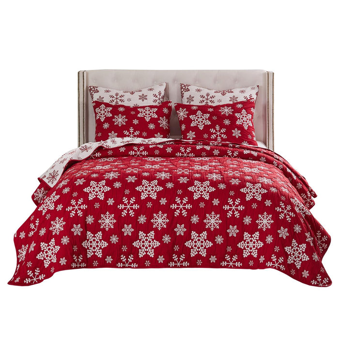 Greenland Home Fashions Snowflakes Premium Quality Christmas pattern Coverlet Set