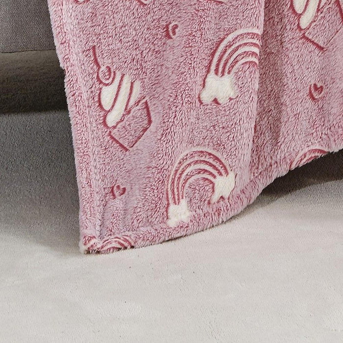 Rainbow Micro Plush Decorative All Season Throw Blanket 50" X 60" Pink by Plazatex