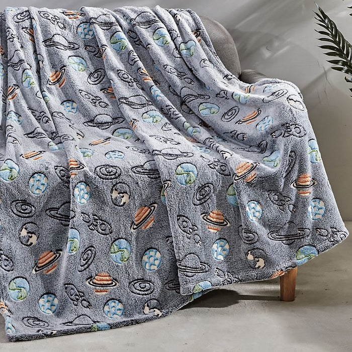 Outer Space Micro Plush All Season Throw Blanket 50" X 60" Multicolor by Plazatex