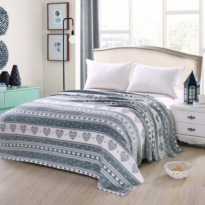 Heartfelt Valentine Micro Plush Blanket Gray - Queen 86 x 86