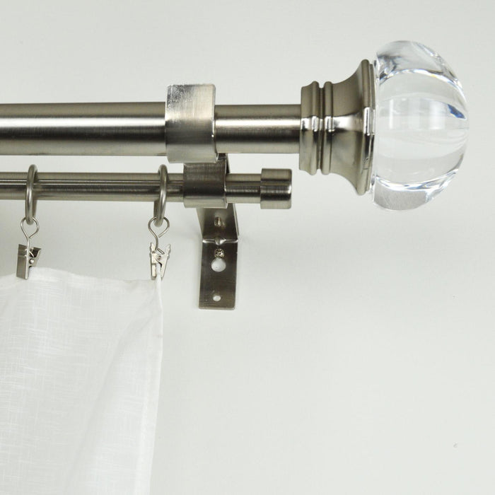 Versailles Imperial Regal Double Steel Heavy Duty Curtain Rod Set for Windows Brushed Nickel