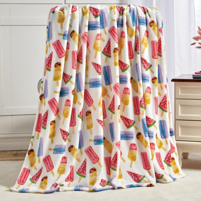 Plazatex Ice Cream Micro plush Decorative All Season Multi Color 50" X 60" Throw Blanket