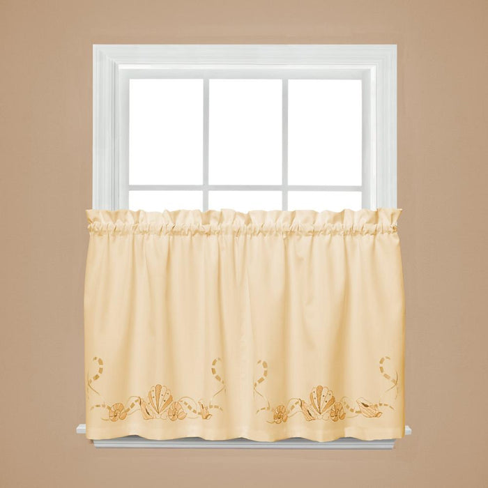 Saturday Knight Ltd Seabreeze Linen Textured Window Tier - 2 Piece - Sand