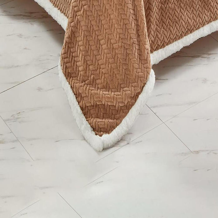 Jacquard Microplush Soft Premium Microplush Braided Blanket Taupe by Plazatex