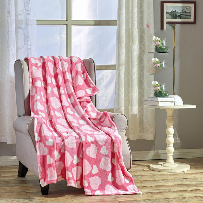 Plazatex Jasmine Micro plush Decorative All Season Pink Color 50" X 60" Throw Blanket