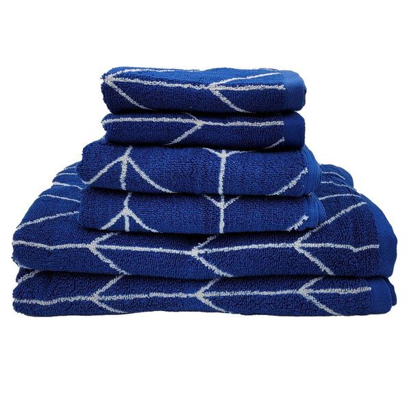 Knightsbridge Luxurious 6 Pieces Yarn Dyed Jacquard All Season Towel Set Blue