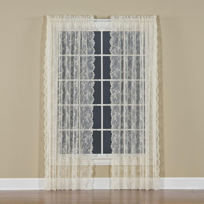 Saturday Knight Ltd Petite Fleur Collection High Quality And Lace Fresh Flowers Window Panel - Ivory