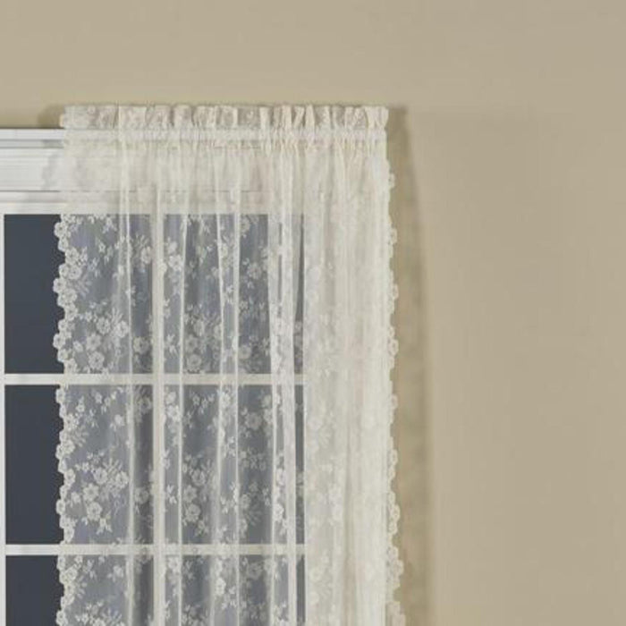 Saturday Knight Ltd Petite Fleur Collection High Quality And Lace Fresh Flowers Window Panel - Ivory