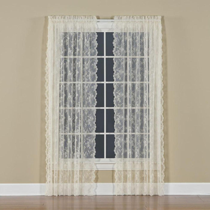 Saturday Knight Ltd Petite Fleur Collection High Quality And Lace Fresh Flowers Window Panel - Ivory