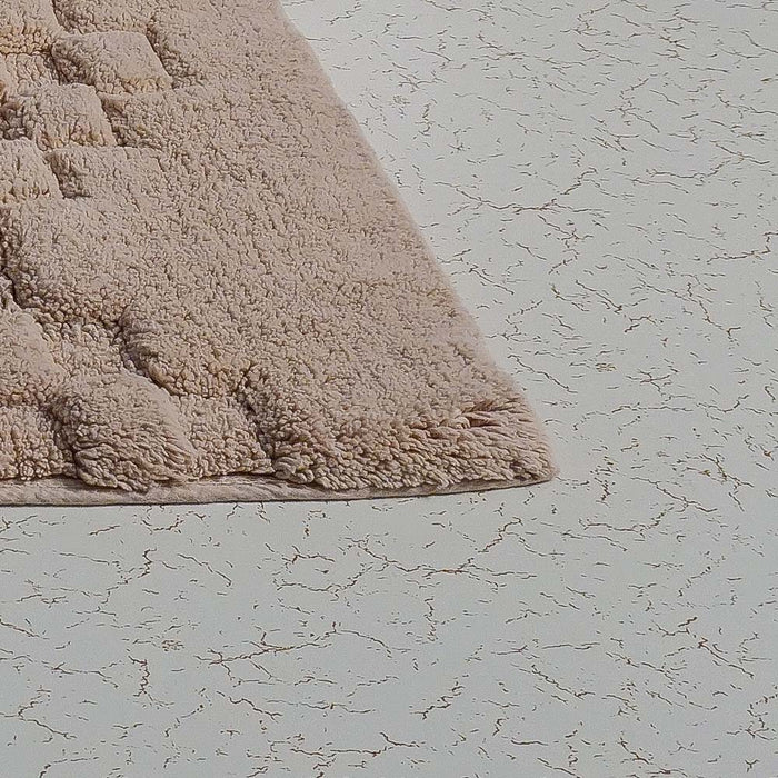 Knightsbridge Luxurious Block Pattern High Quality Year Round Cotton With Non-Skid Back Bath Rug Natural