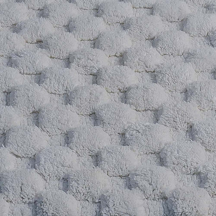 Knightsbridge Luxurious Block Pattern High Quality Year Round Cotton With Non-Skid Back Bath Rug Ivory