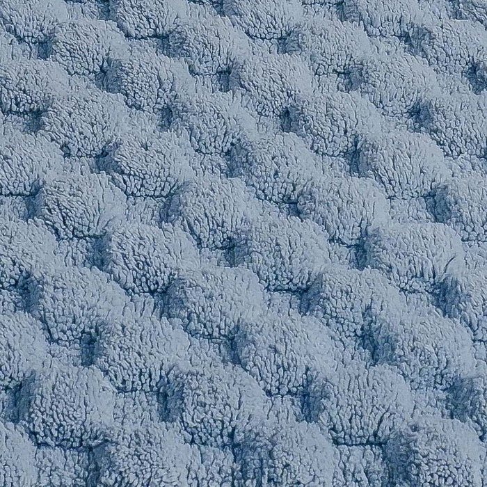 Knightsbridge Luxurious Block Pattern High Quality Year Round Cotton With Non-Skid Back Bath Rug Light Blue