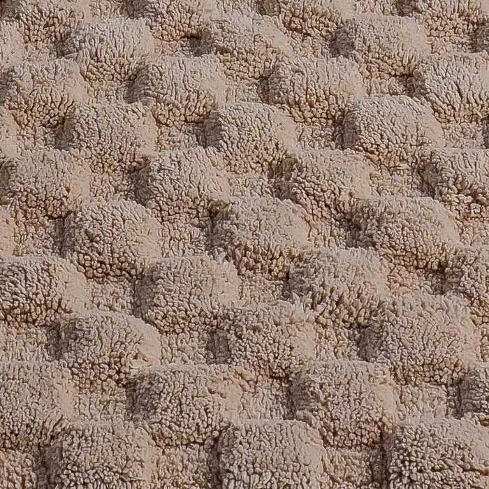 Knightsbridge Luxurious Block Pattern High Quality Year Round Cotton With Non-Skid Back Bath Rug Natural