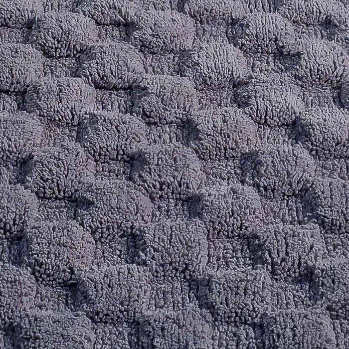 Knightsbridge Luxurious Block Pattern High Quality Year Round Cotton With Non-Skid Back Bath Rug Silver