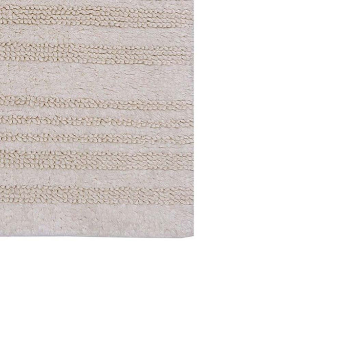 Knightsbridge Luscious Textured Striped All Season Soft Plush Cotton Reversible & Soft Bath Rug Ivory