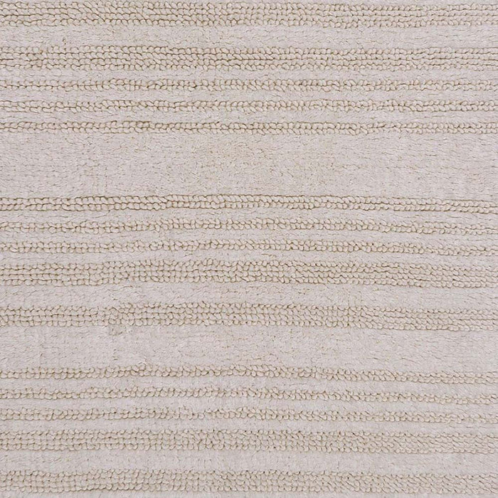 Knightsbridge Luscious Textured Striped All Season Soft Plush Cotton Reversible & Soft Bath Rug Ivory