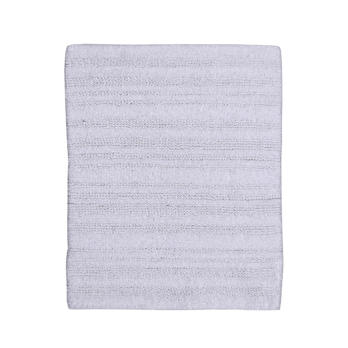 Knightsbridge Luscious Textured Striped All Season Soft Plush Cotton Reversible & Soft Bath Rug White