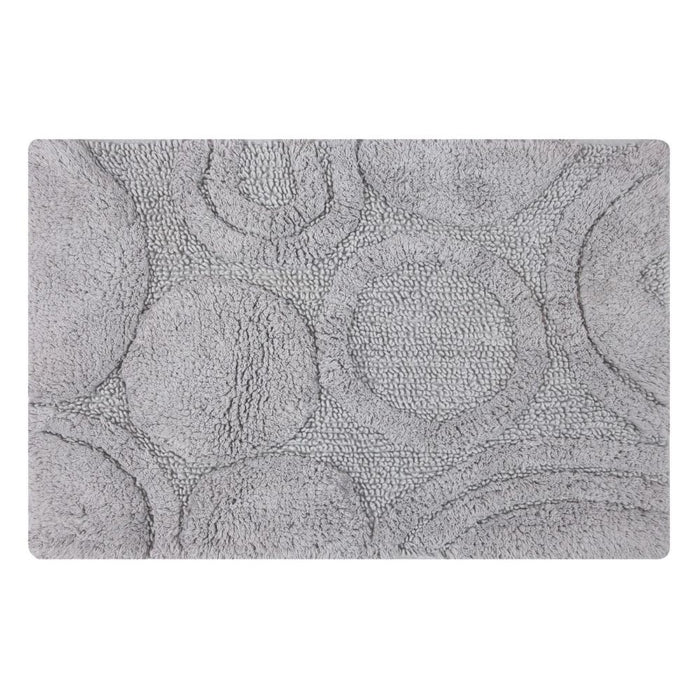 Knightsbridge Orbit Bath Rug Cotton Non Skid Back - Silver