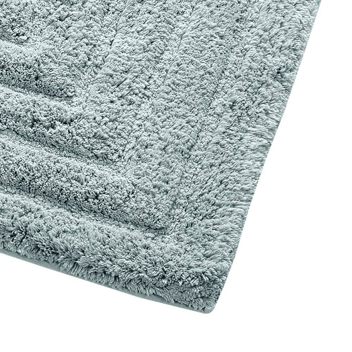 Knightsbridge Stylish And Comfortable All Season Traditional Racetrack Design Cotton Bath Rug Light Blue