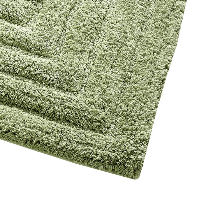 Knightsbridge Stylish And Comfortable All Season Traditional Racetrack Design Cotton Bath Rug Sage