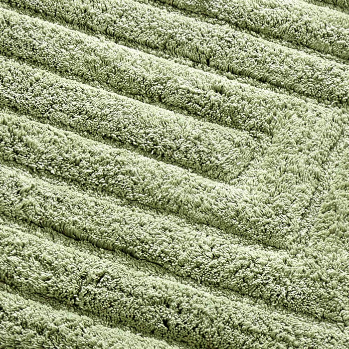Knightsbridge Stylish And Comfortable All Season Traditional Racetrack Design Cotton Bath Rug Sage